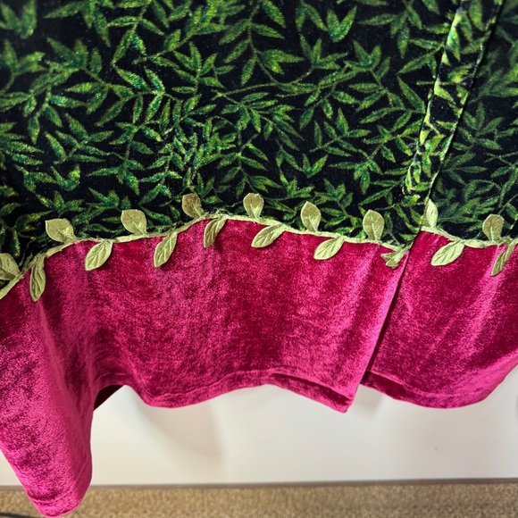 Vintage Goody Goody California Velvet Duster W/XL Green Pink Embroidered Dress - Picture 9 of 14